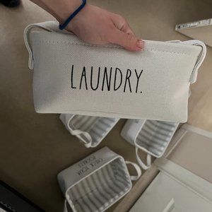 rae dunn cream/ off white laundry storage organization basket bin sorter nwot